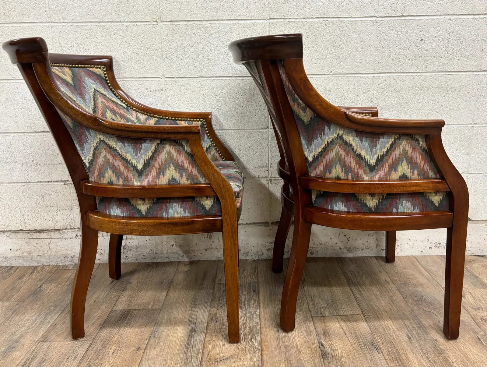 Vintage French Regency French Empire Hollywood Regency Style Barrel Back Chairs - 9