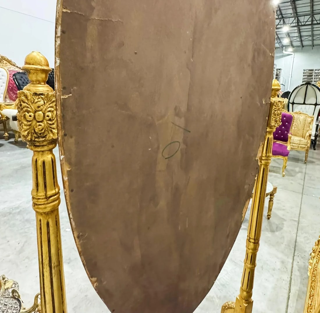Golden Oval Floor Mirror, French-Italian Style - 2