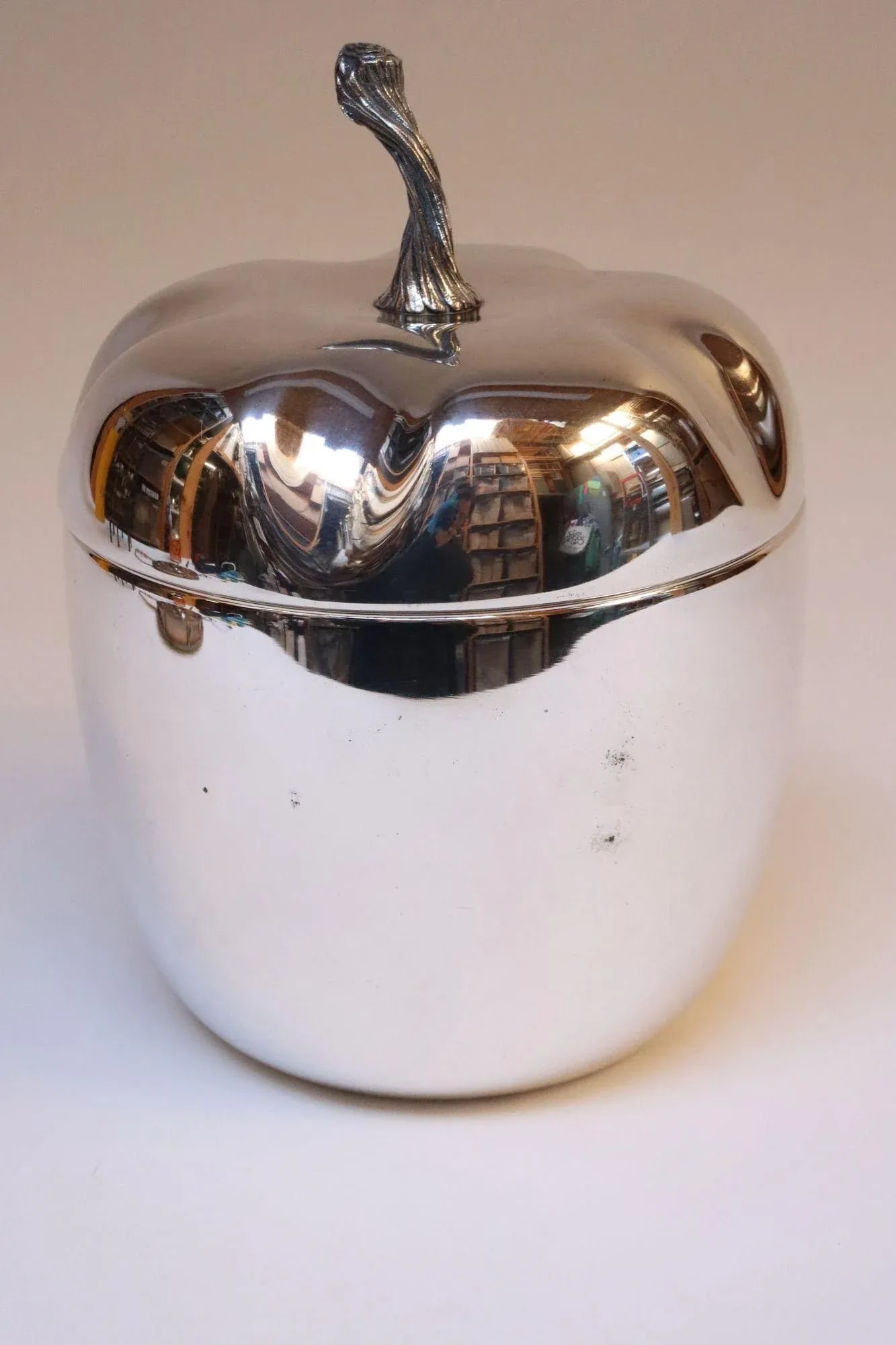 Vintage Italian Modern Silver-Plated "Pepper" Ice Bucket With Red Interior - 2