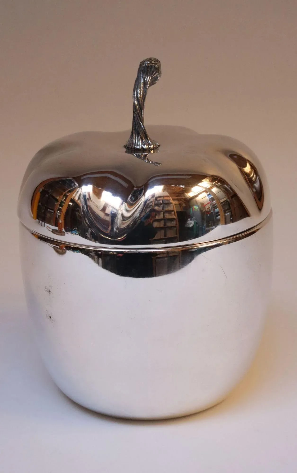Vintage Italian Modern Silver-Plated "Pepper" Ice Bucket With Red Interior - 3