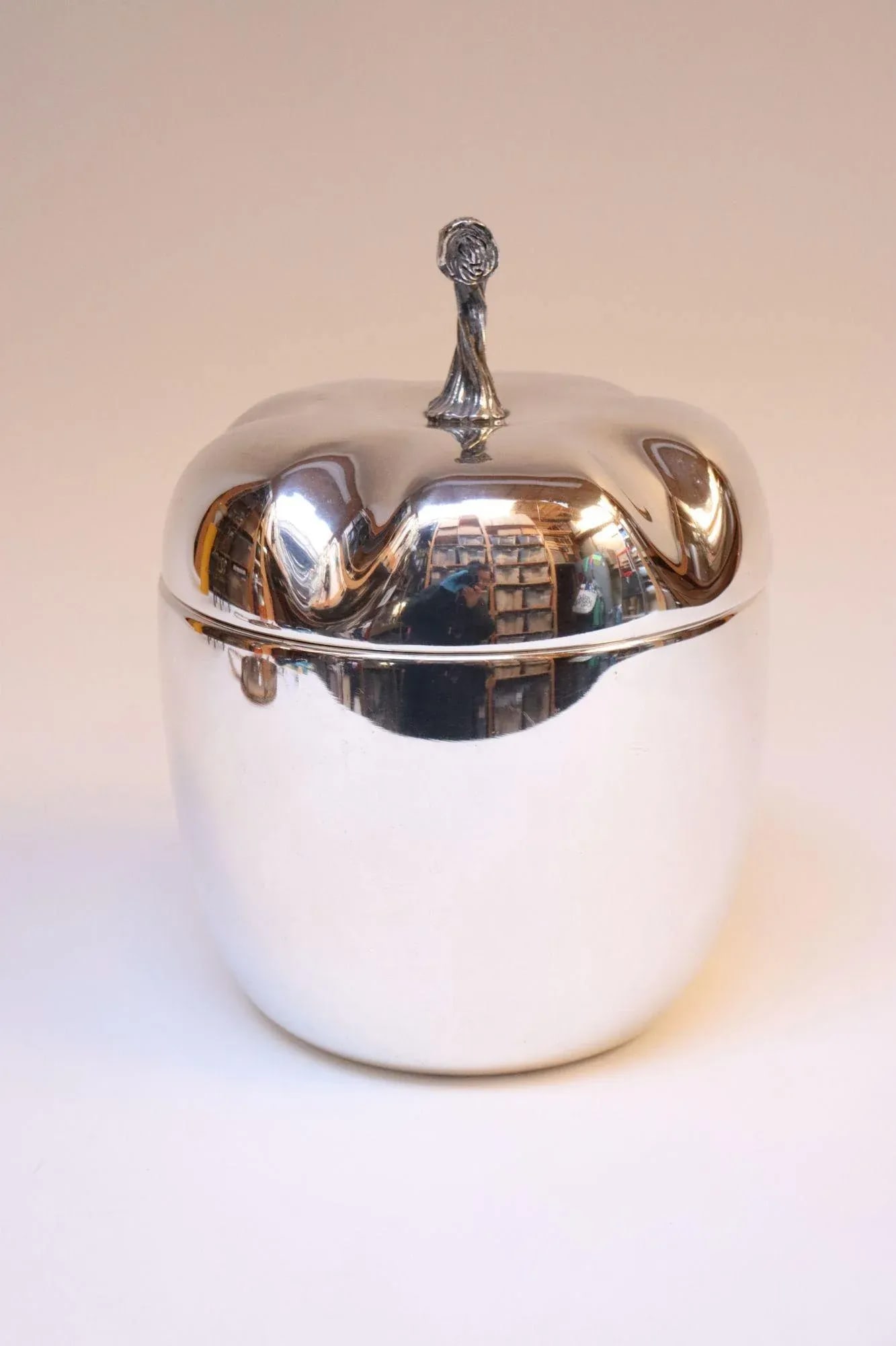 Vintage Italian Modern Silver-Plated "Pepper" Ice Bucket With Red Interior - 4