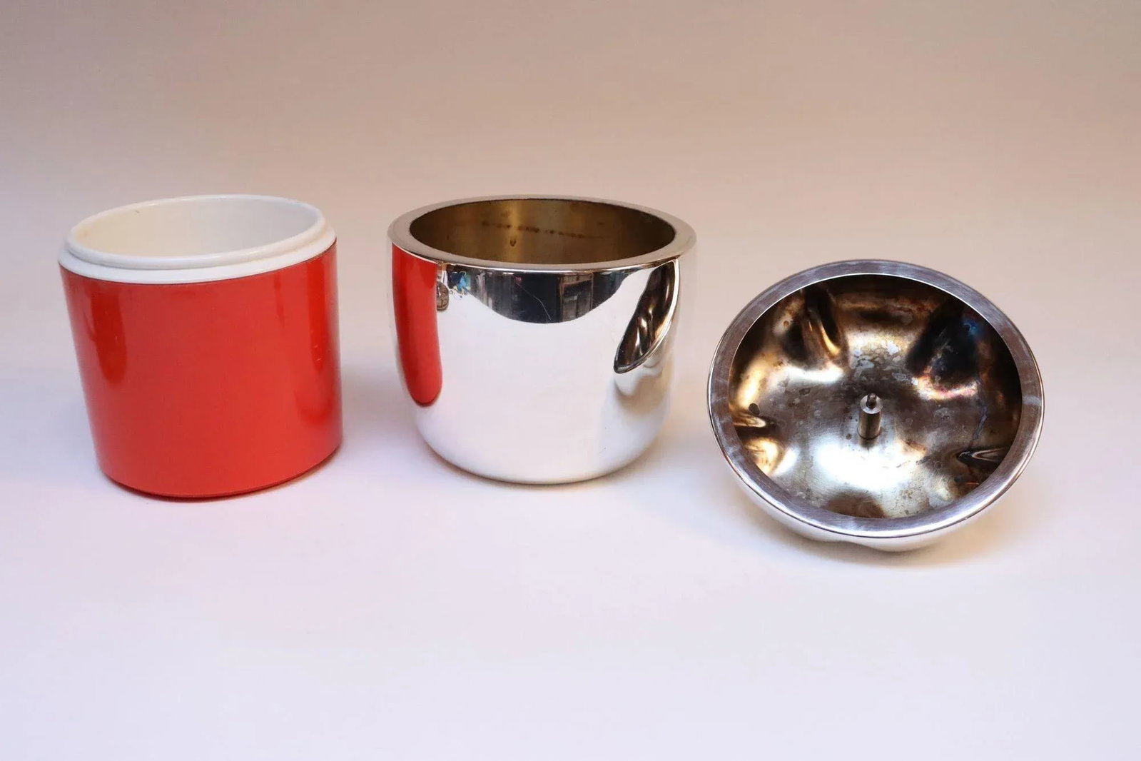 Vintage Italian Modern Silver-Plated "Pepper" Ice Bucket With Red Interior - 7