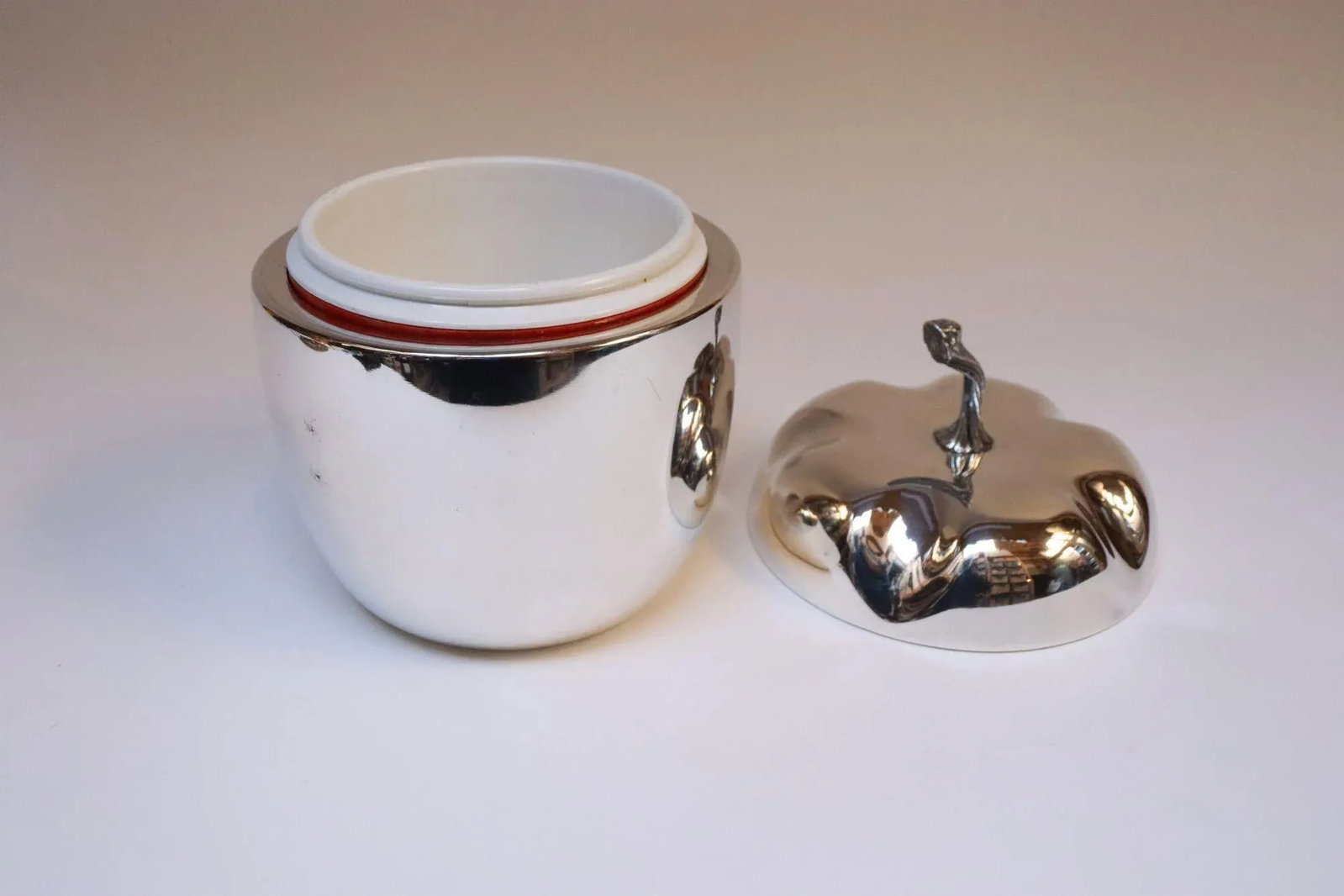 Vintage Italian Modern Silver-Plated "Pepper" Ice Bucket With Red Interior - 8