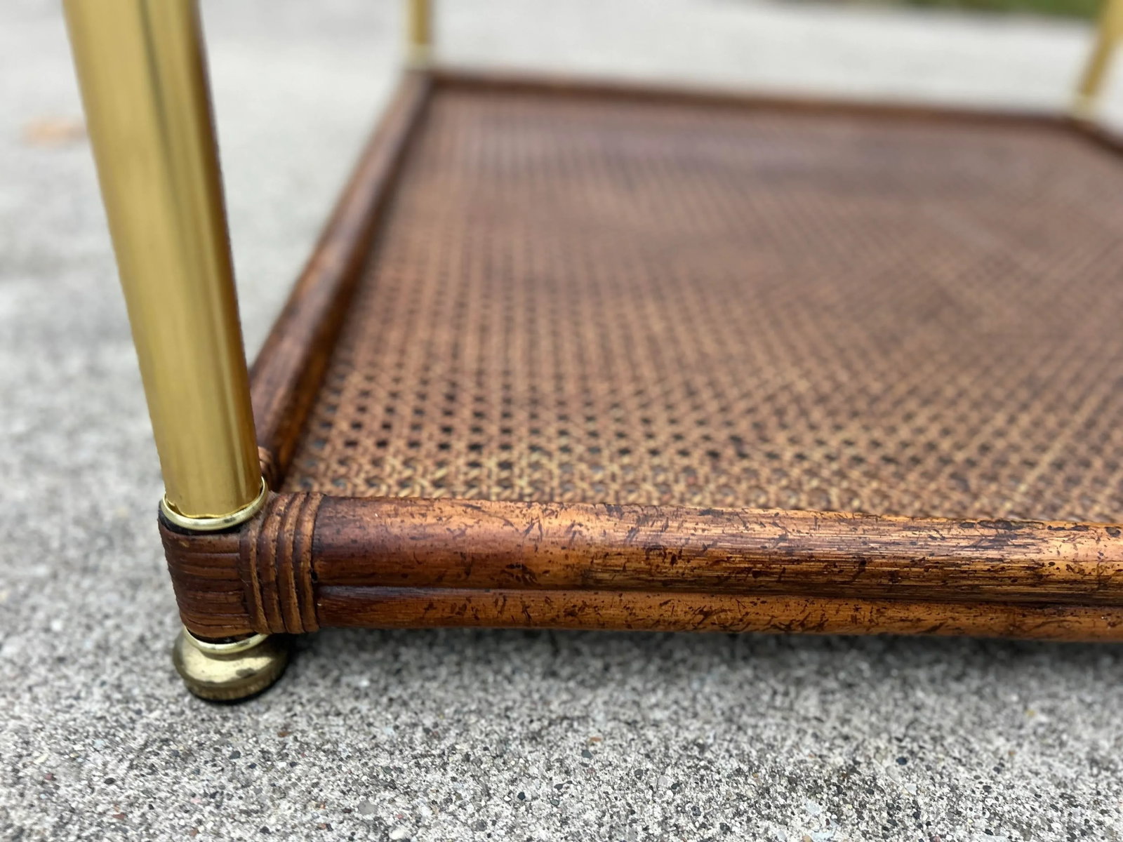 Hollywood Regency Faux Bamboo and Glass Side Table - Chinoiserie and Campaign Style - 7