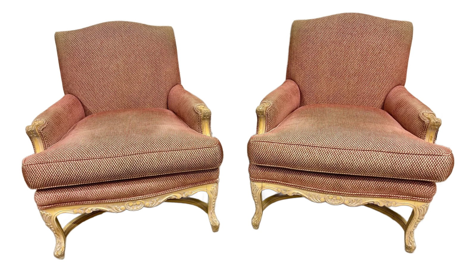 Vintage French Country Louis XV Style Bergere Chairs - Pair (1 of 9)