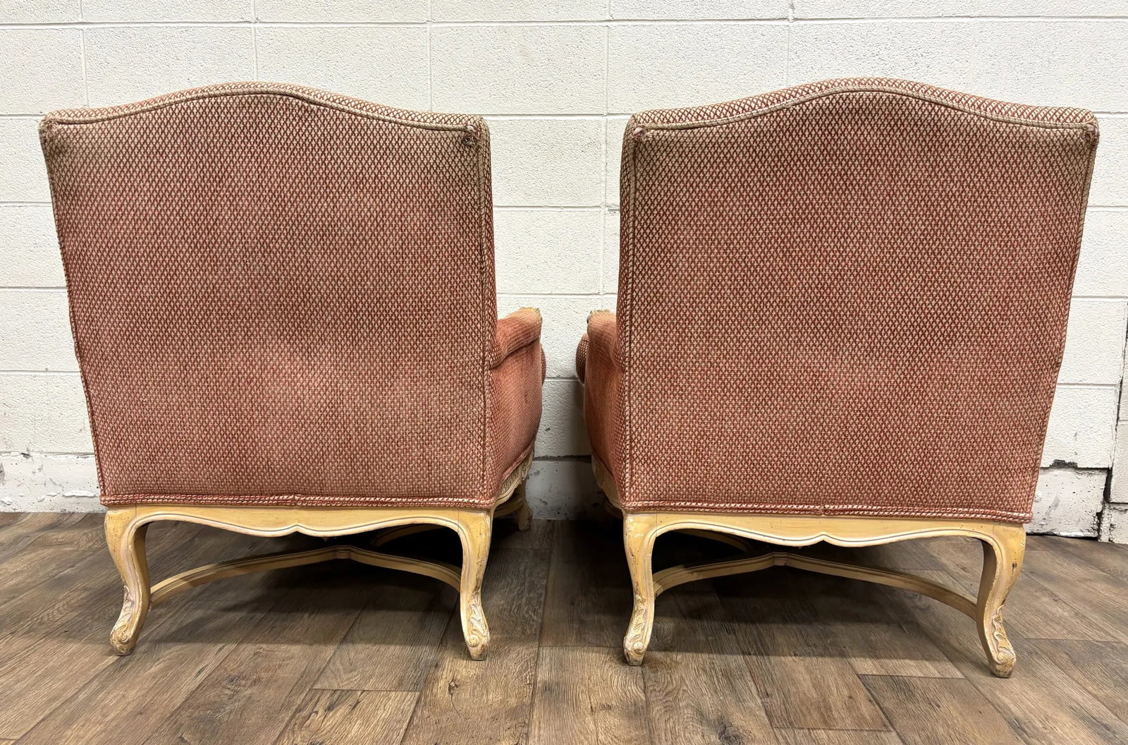 Vintage French Country Louis XV Style Bergere Chairs - Pair - 8