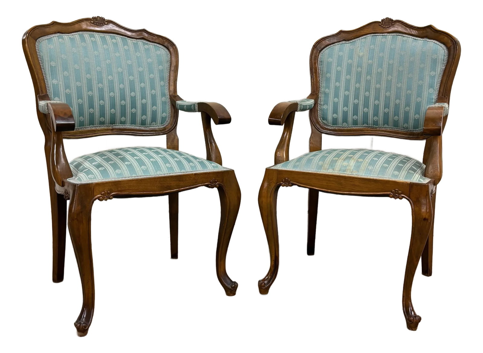 Vintage French Louis XV Style Carved Bergere Armchairs - Pair (1 of 12)