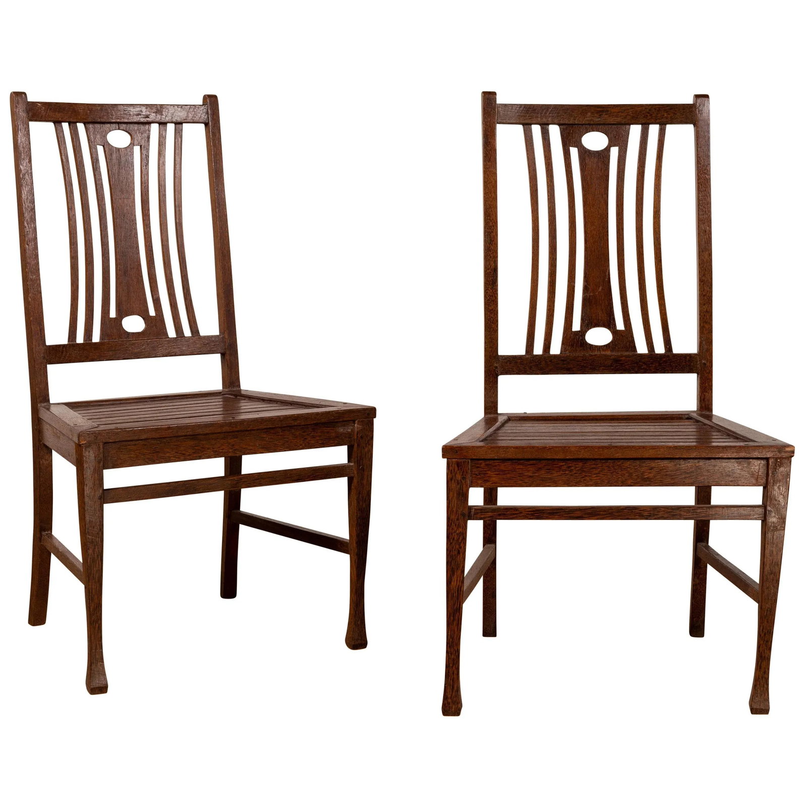 Midcentury Wooden Vintage Indonesian Side Chairs with Pierced Splats - A Pair - 11