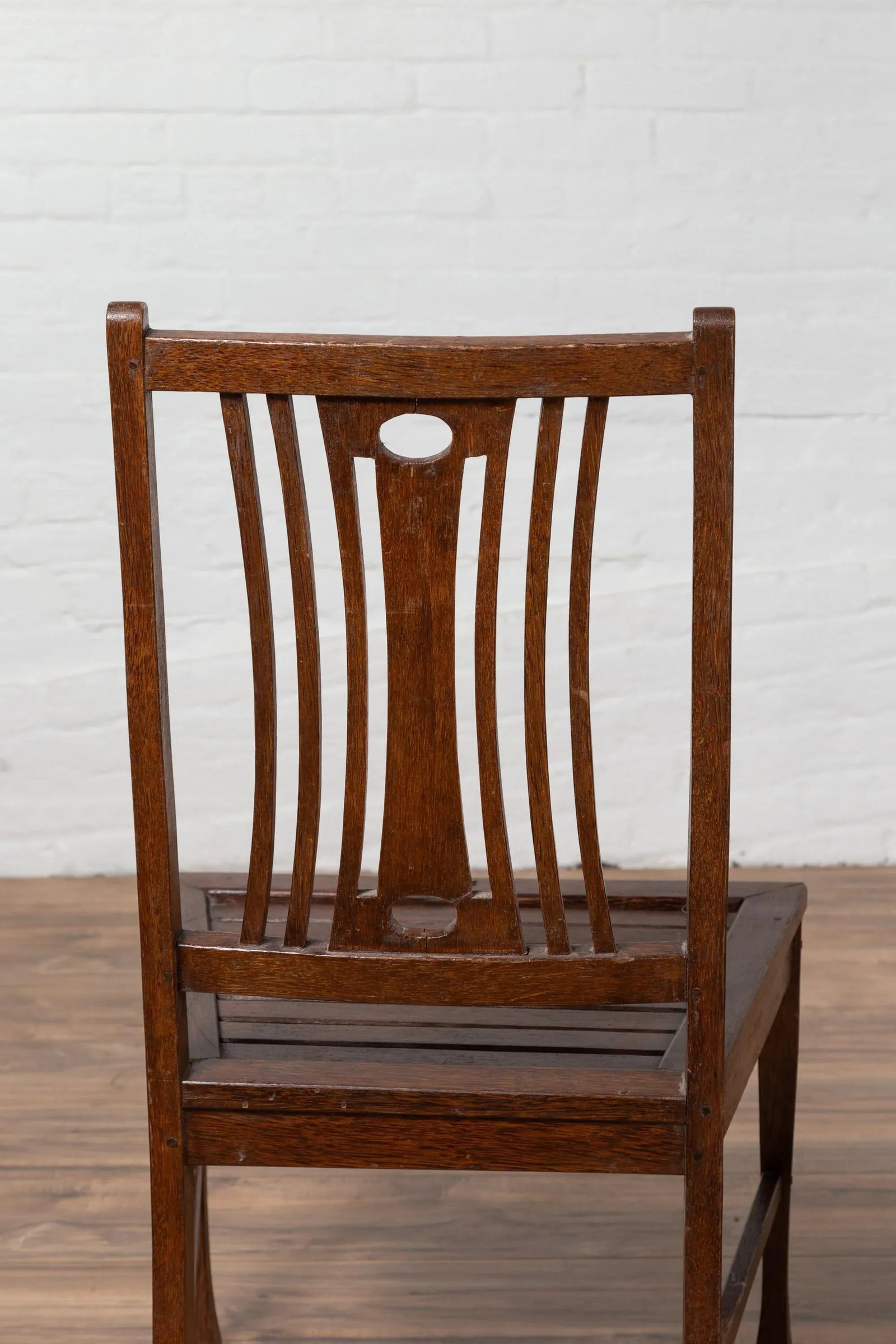Midcentury Wooden Vintage Indonesian Side Chairs with Pierced Splats - A Pair - 6