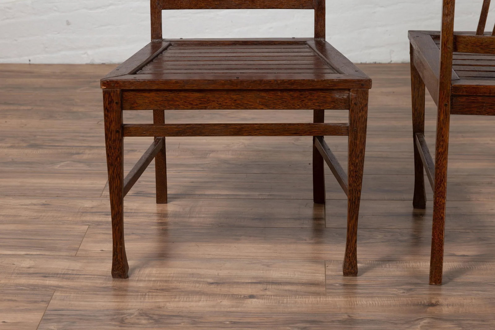 Midcentury Wooden Vintage Indonesian Side Chairs with Pierced Splats - A Pair - 9