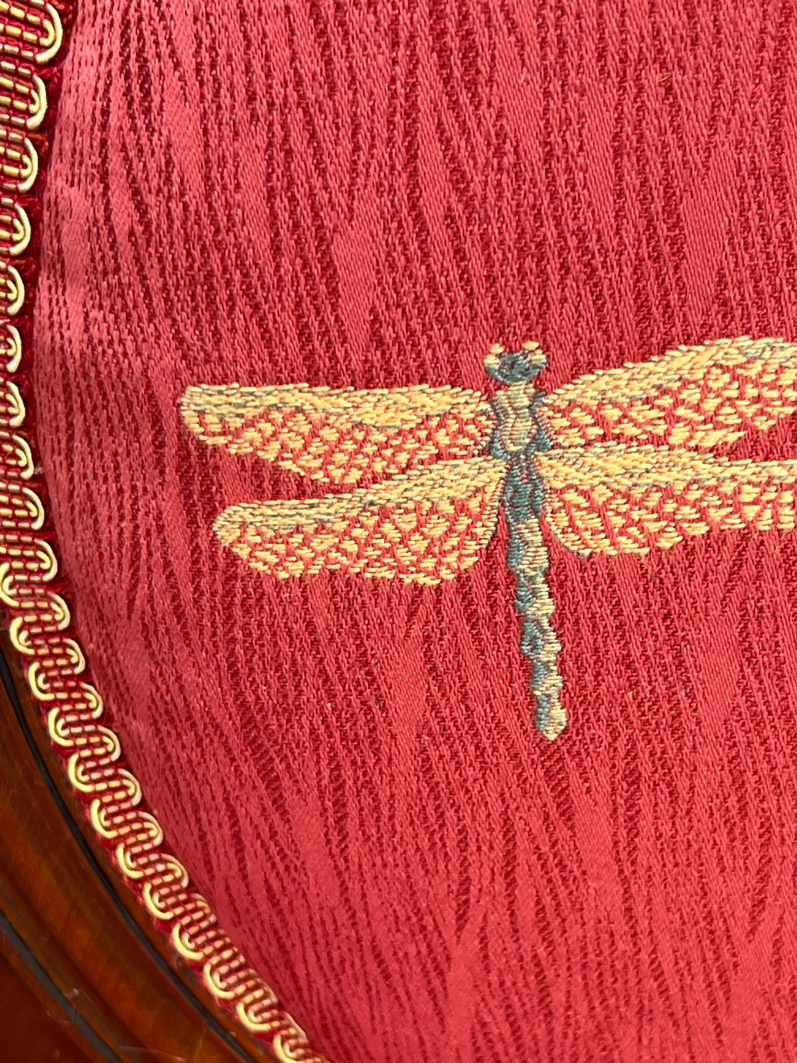 Pair of French Louis XV Style Balloon Back Chairs, Dragonfly Upholstery, Walnut Finish a Pair - 10