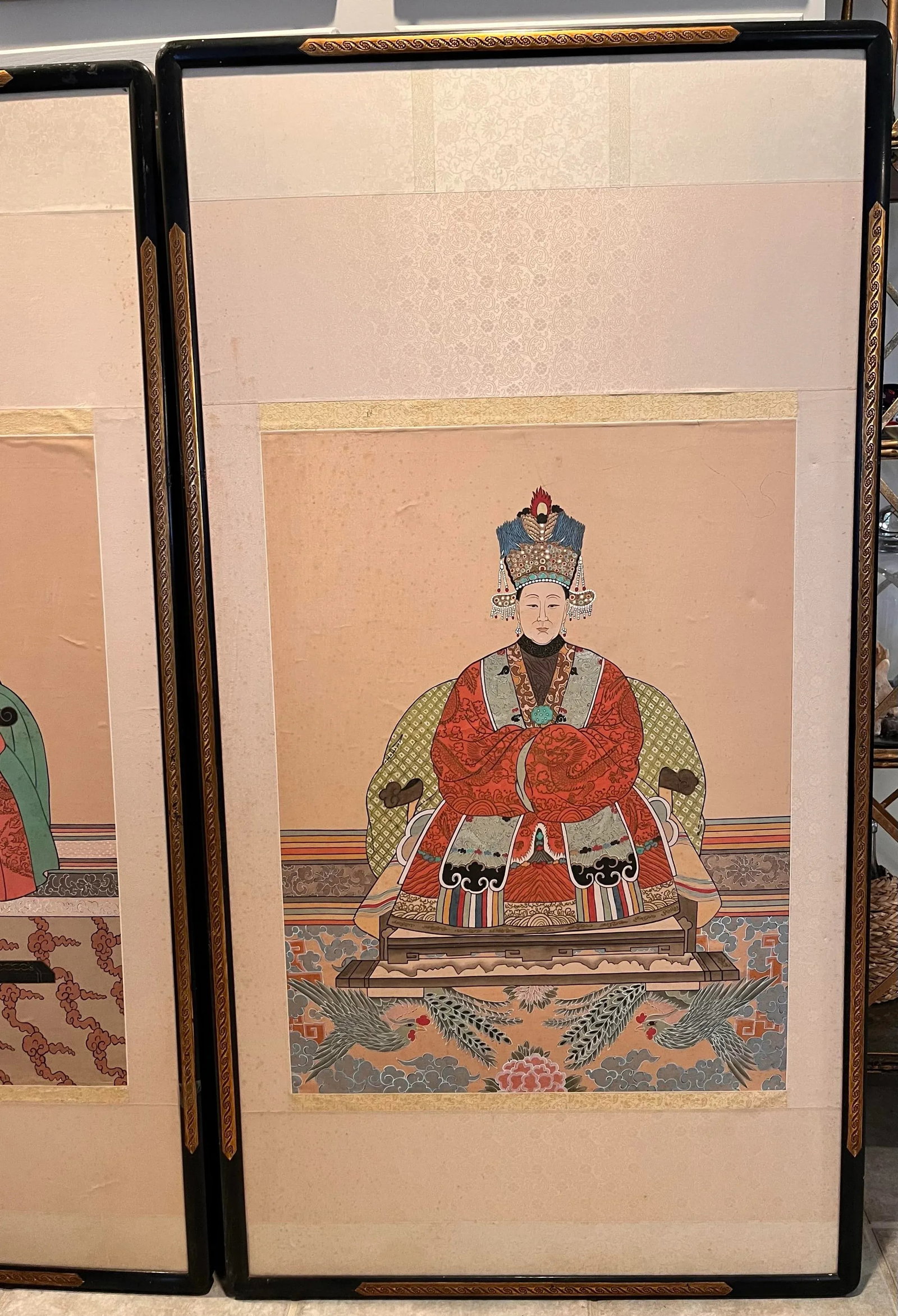 Early 20th Century Antique Large Scale Chinese Ancestor Portraits Painted on Silk - A Pair - 7
