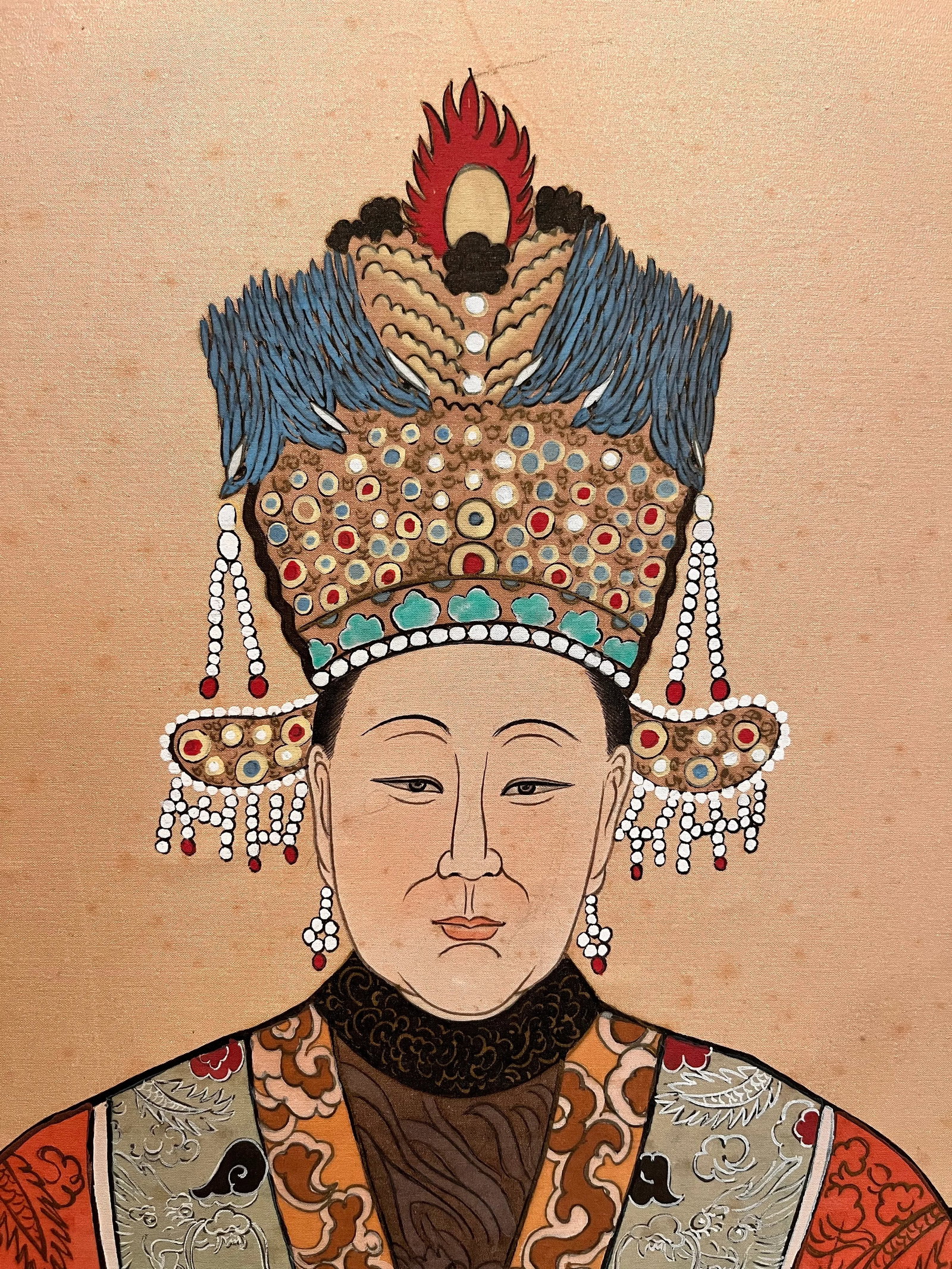 Early 20th Century Antique Large Scale Chinese Ancestor Portraits Painted on Silk - A Pair - 9