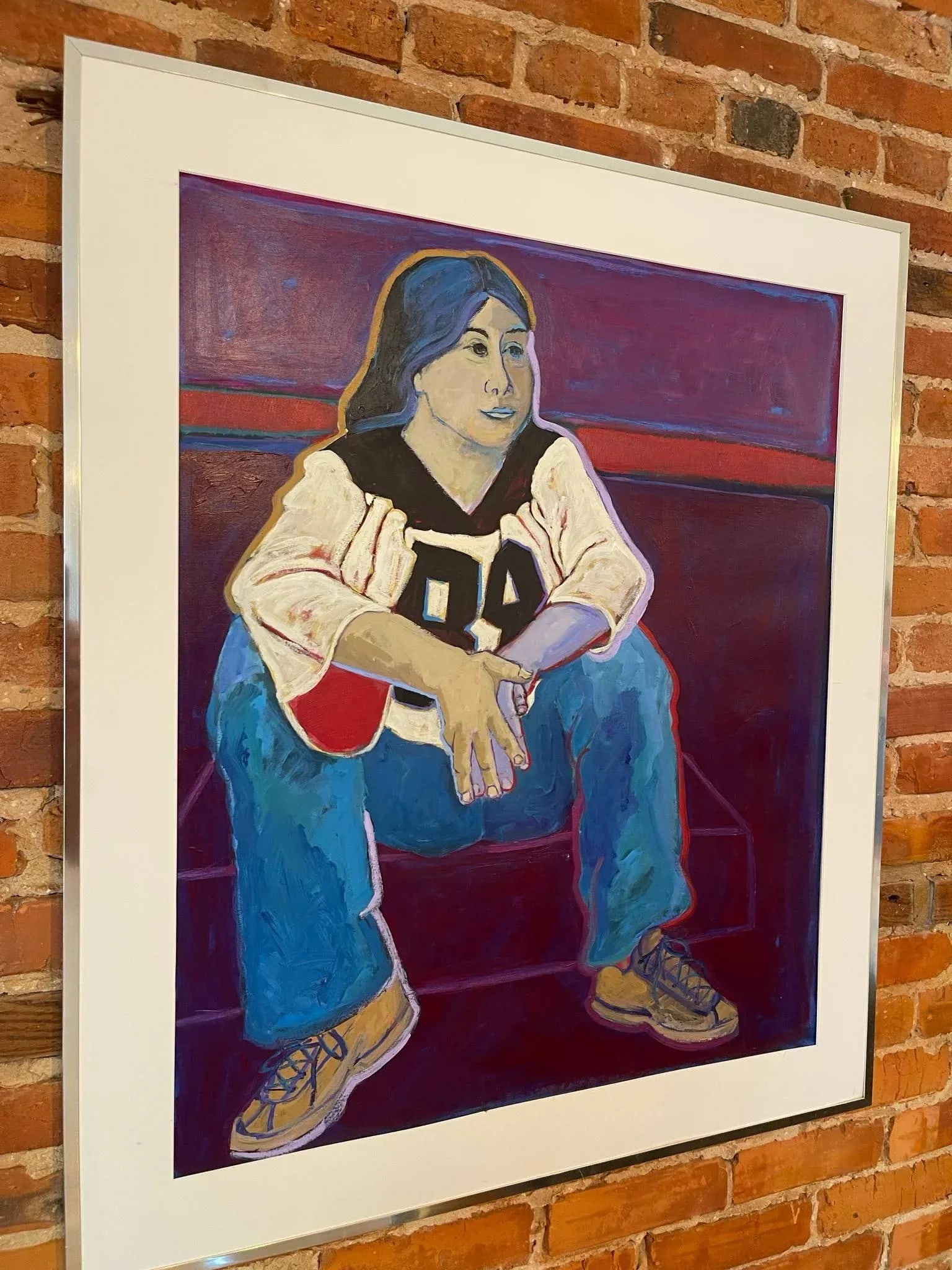 89 & Holding, Original Acrylic Painting, Framed Marie Straw (1894-1996) - 2