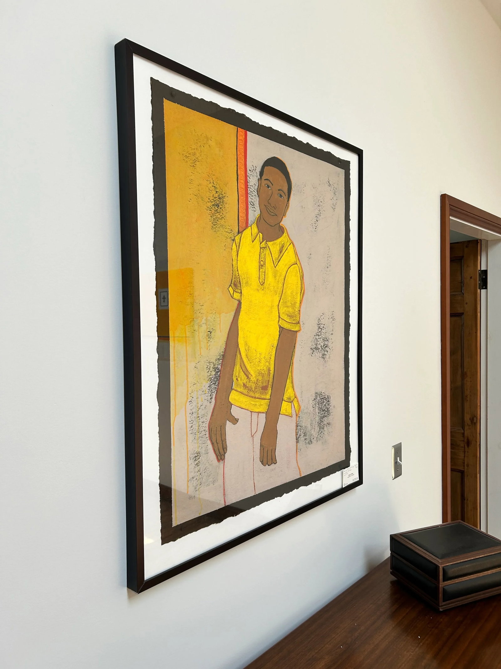 Young Man in Yellow Jersey by Marie Straw (1894-1996), Framed Original Acrylic Painting - 2
