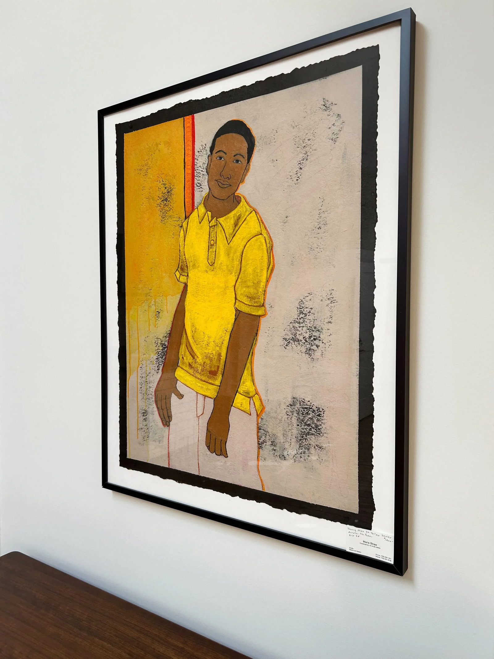 Young Man in Yellow Jersey by Marie Straw (1894-1996), Framed Original Acrylic Painting - 4