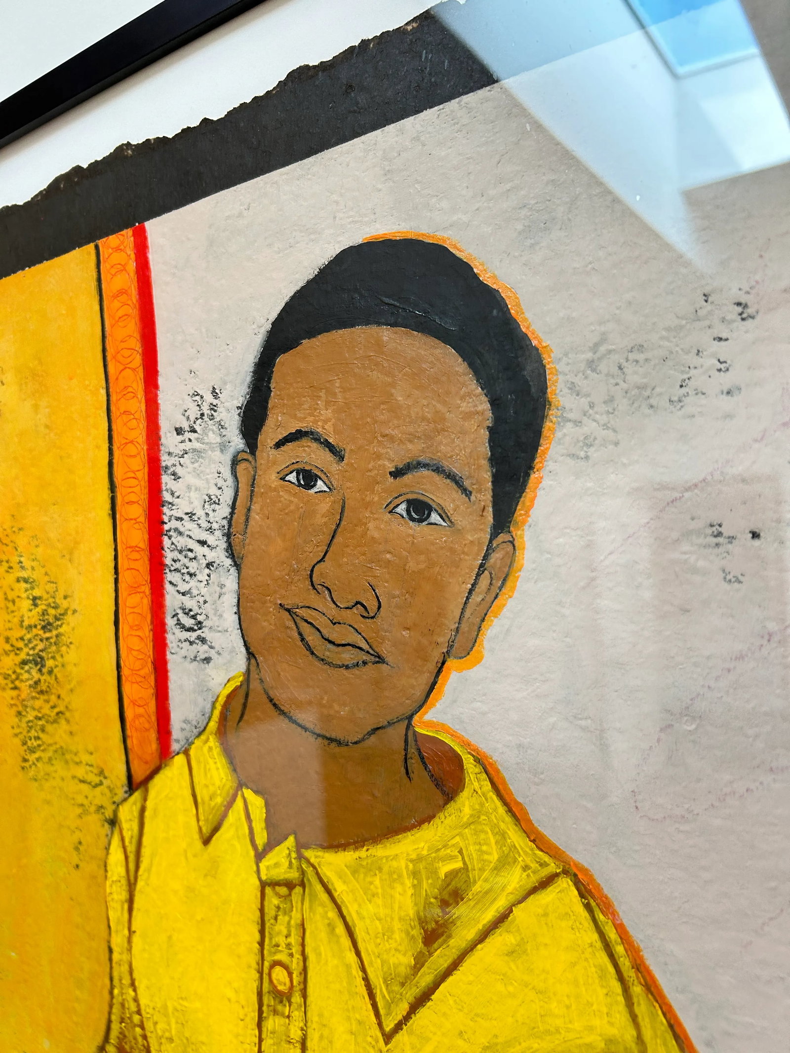 Young Man in Yellow Jersey by Marie Straw (1894-1996), Framed Original Acrylic Painting - 5