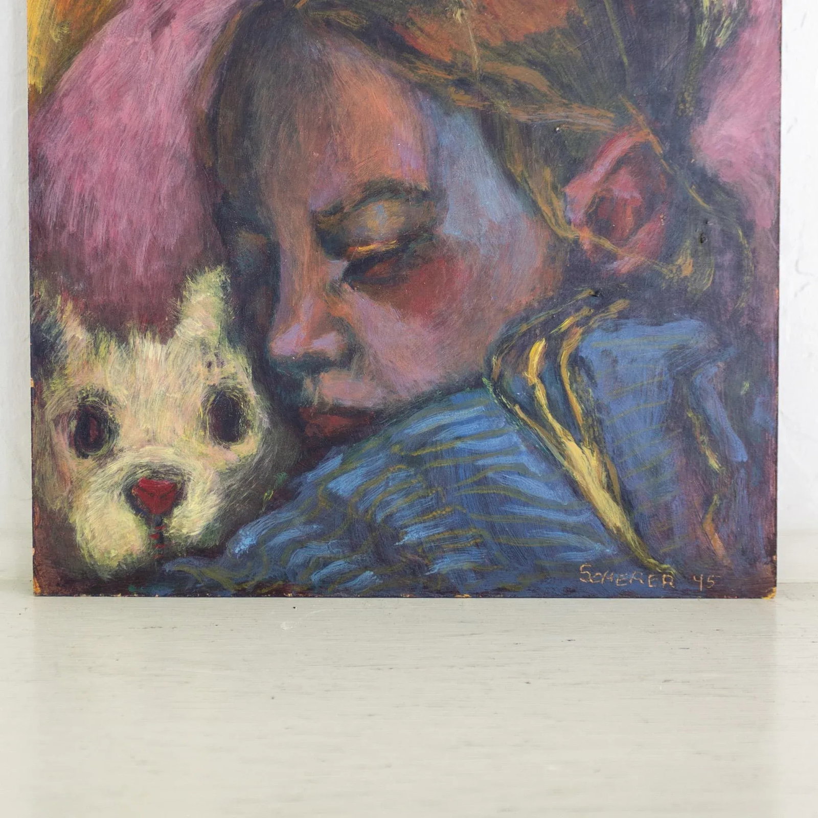 Colorful Figurative Portrait Painting of a Sleeping Girl by Amy Scherer - 6