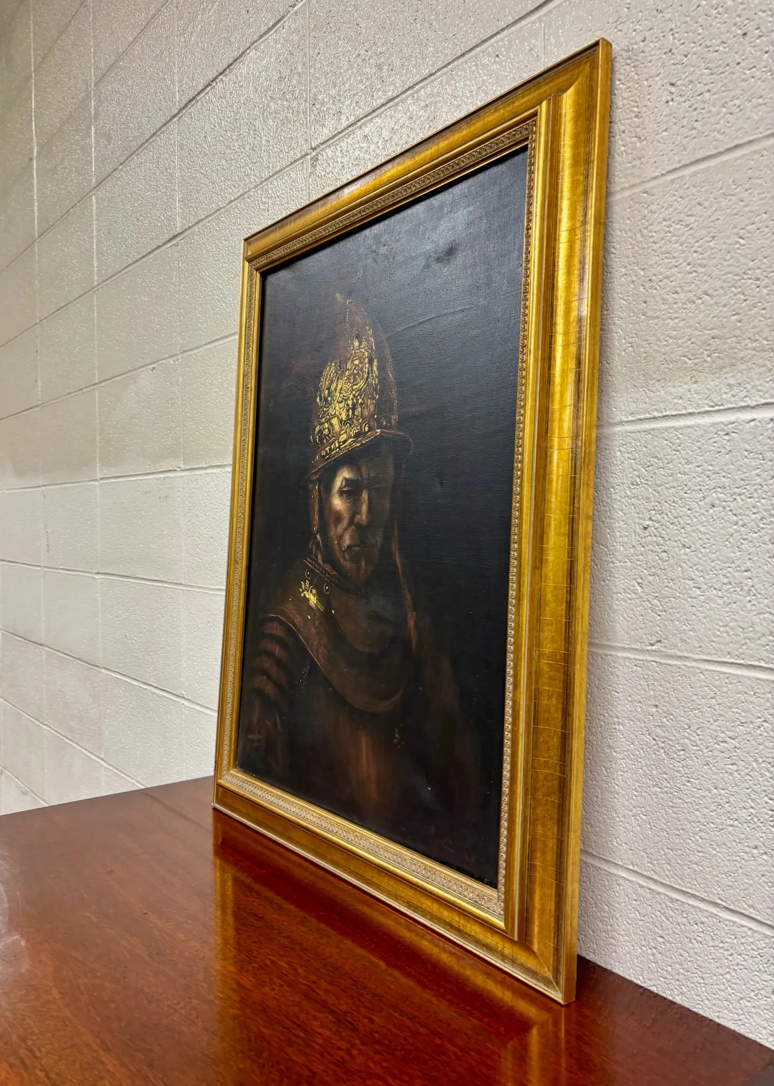 Vintage Frank McCoy "The Man With the Golden Helmet After Rembrandt" Portrait - 3