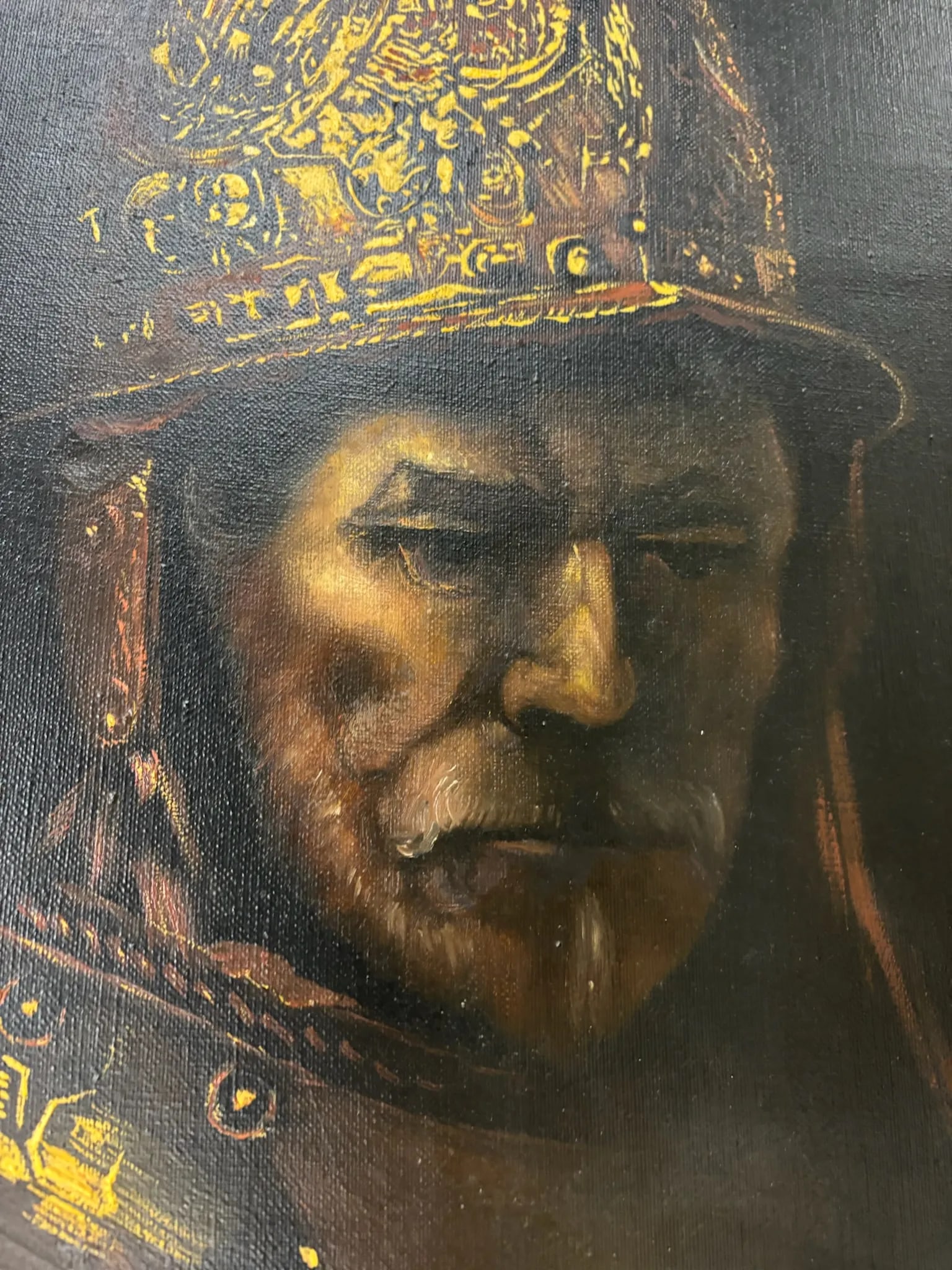 Vintage Frank McCoy "The Man With the Golden Helmet After Rembrandt" Portrait - 5
