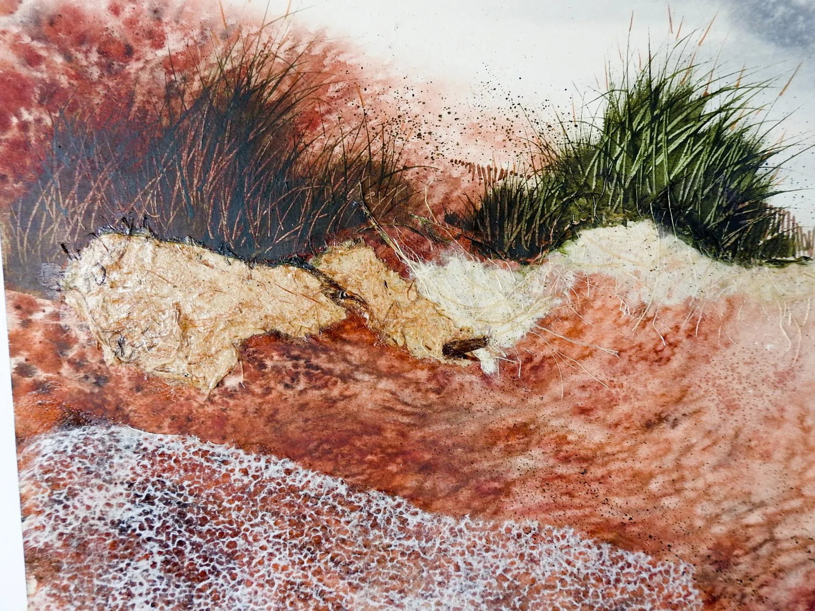 Coastal Sand Dunes Mixed Media Painting - 3