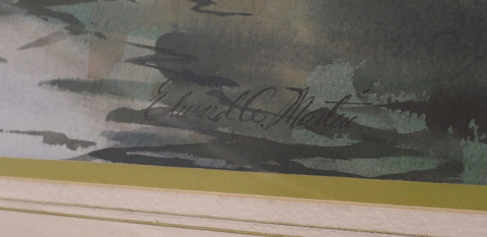 Edward Martin River Scene Hand Painted Watercolor Painting - 3