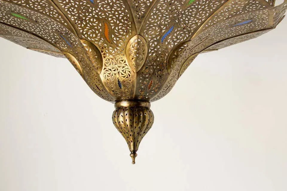 Vintage Moroccan Brass Chandelier Pasha Moorish Style - 10