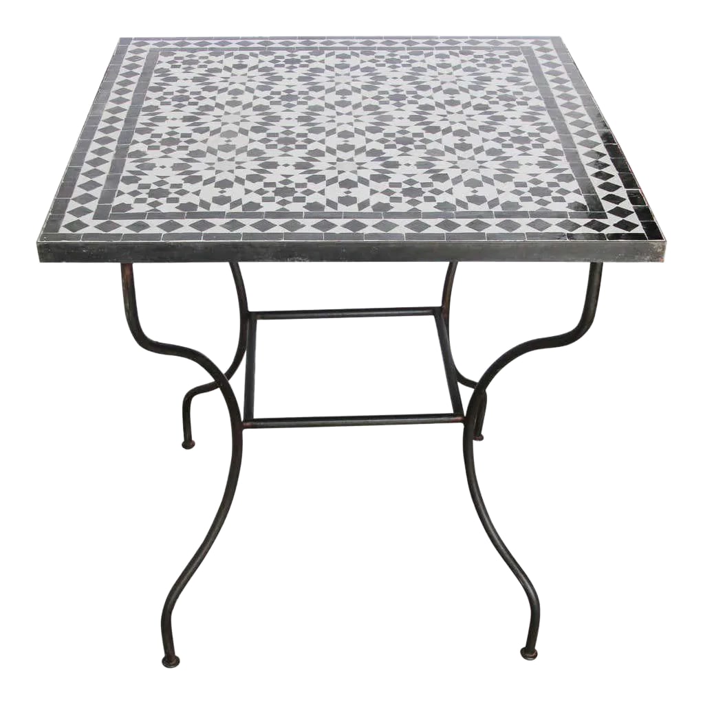 Moroccan Fez Mosaic Table in Black and White Tiles (1 of 13)