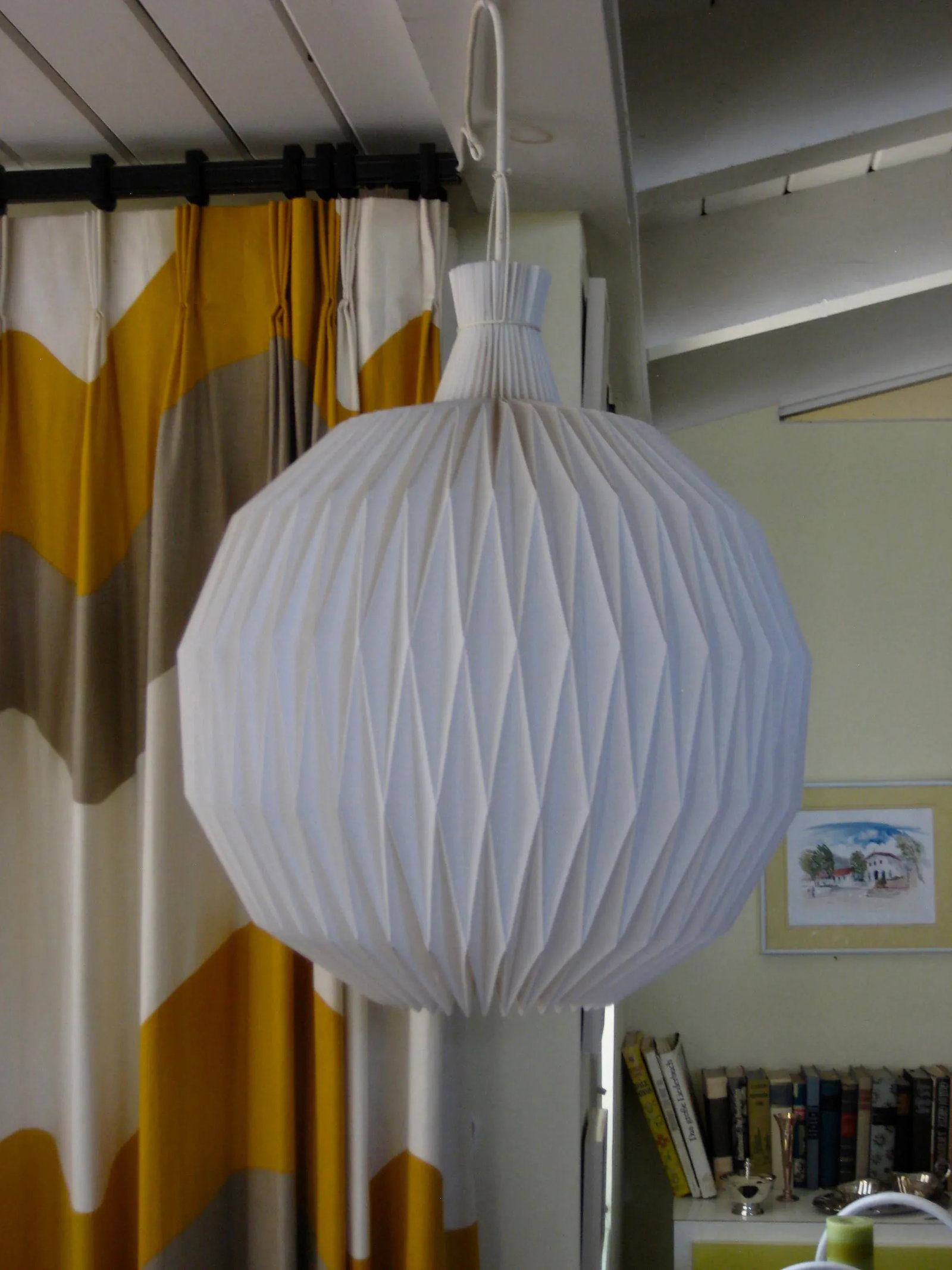 Mid-Century Modern Round Origami Plastic /Paper Chandelier - 11