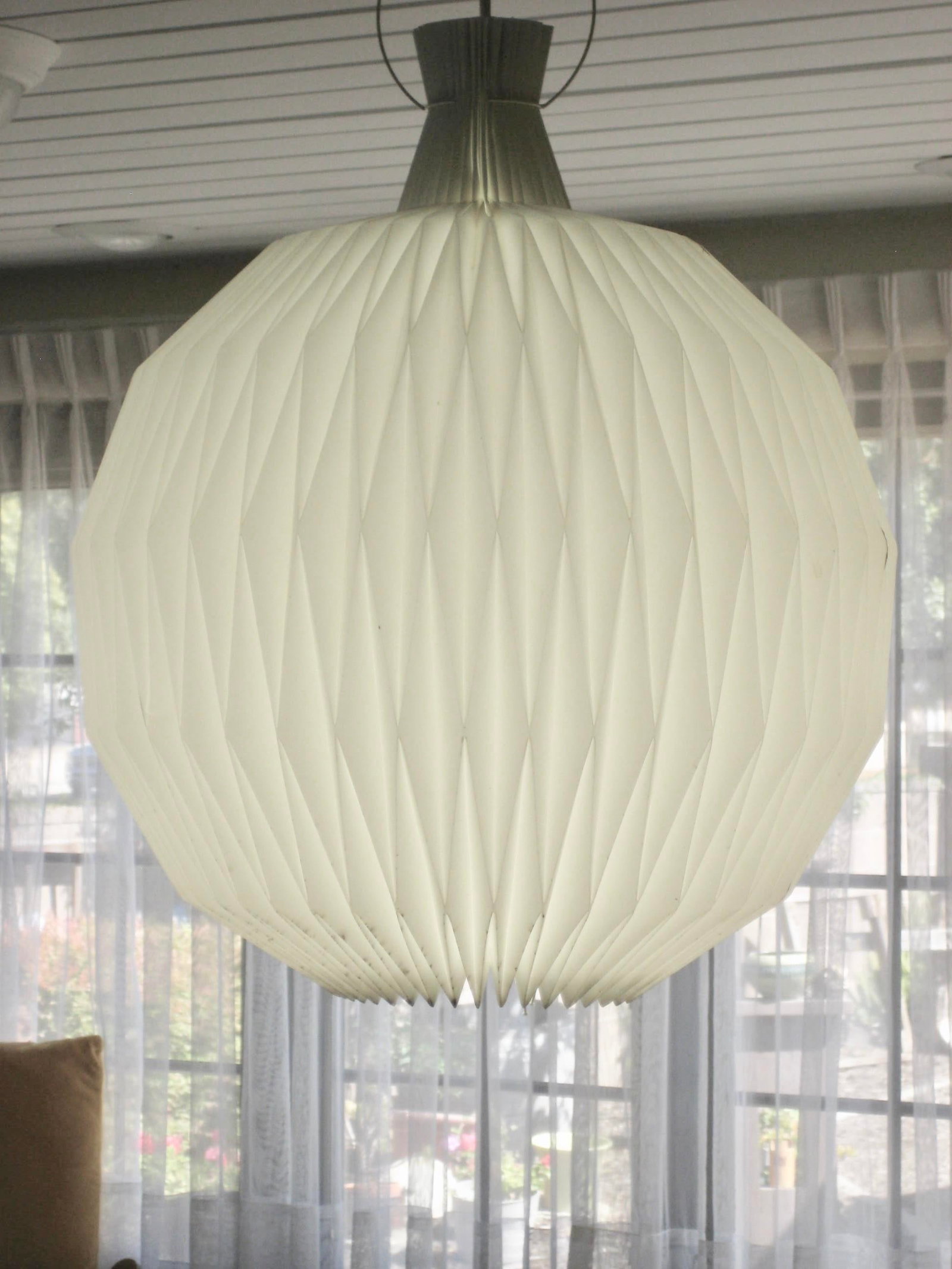 Mid-Century Modern Round Origami Plastic /Paper Chandelier - 2