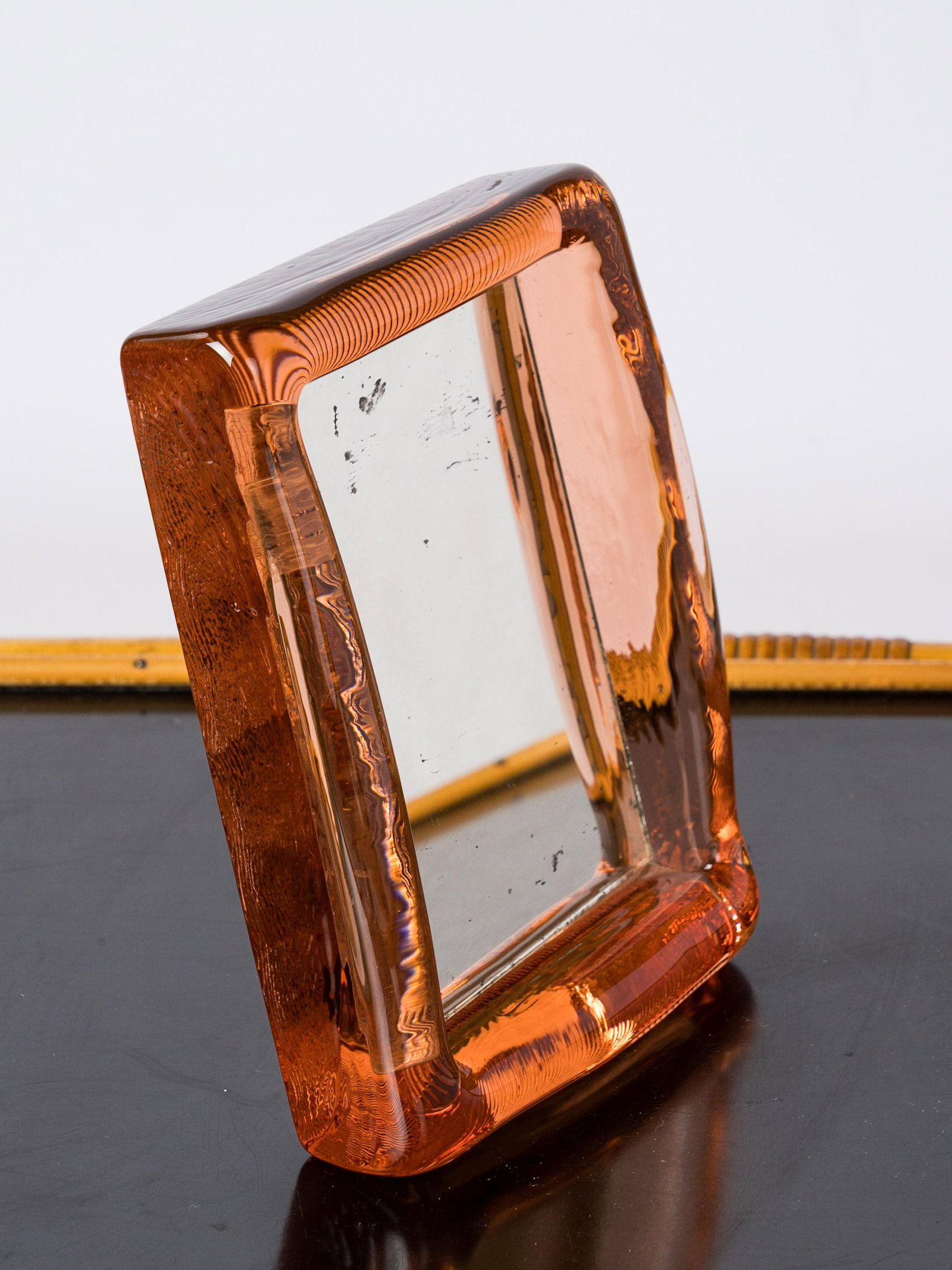 Midcentury French Solid Monoxyle Saint Gobain Glass Petite Table Mirror - 2
