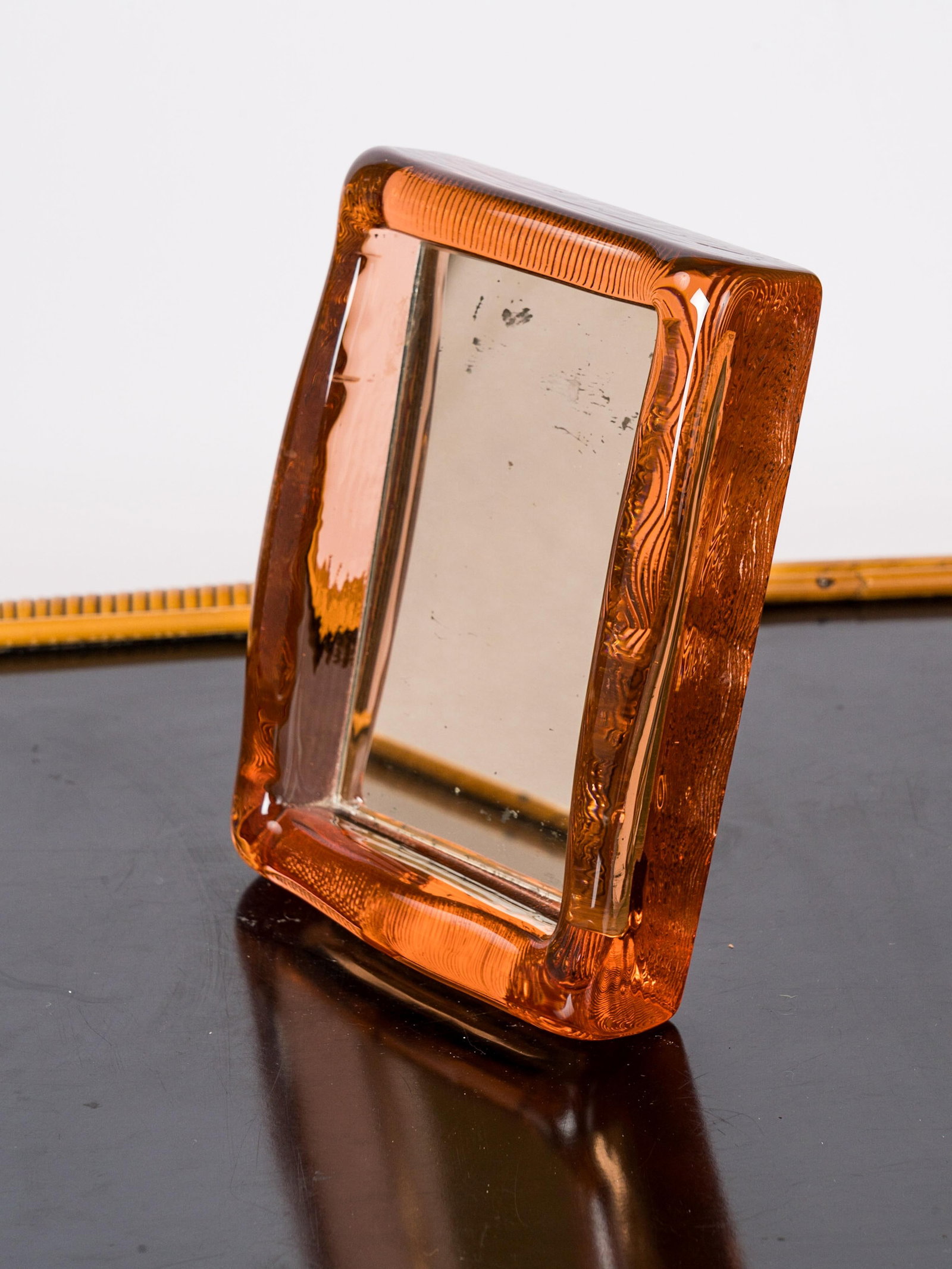 Midcentury French Solid Monoxyle Saint Gobain Glass Petite Table Mirror - 6