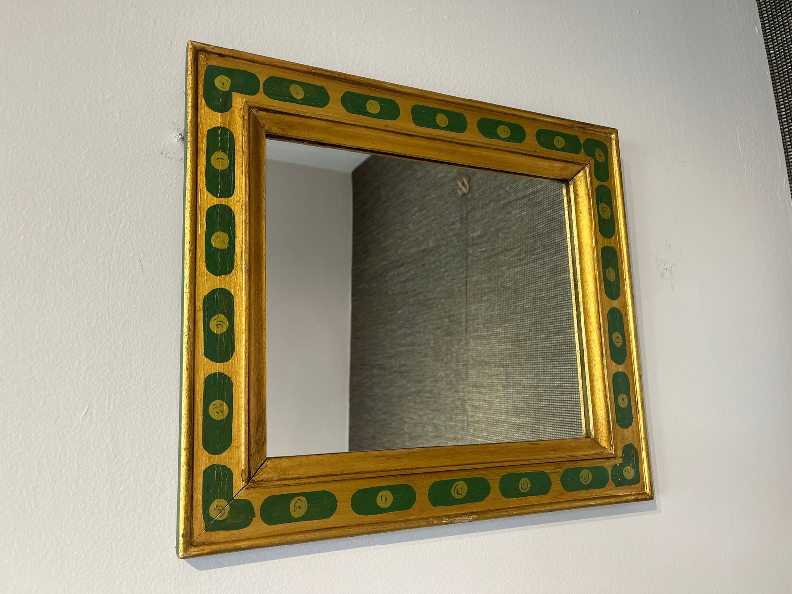 19th C. Handpainted Green and Giltwood Mirror - 5
