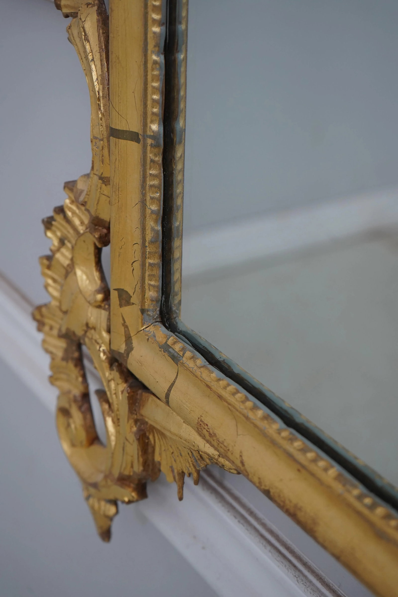 Vintage Gold Gilt Carved Wood French Style Mirror - 4