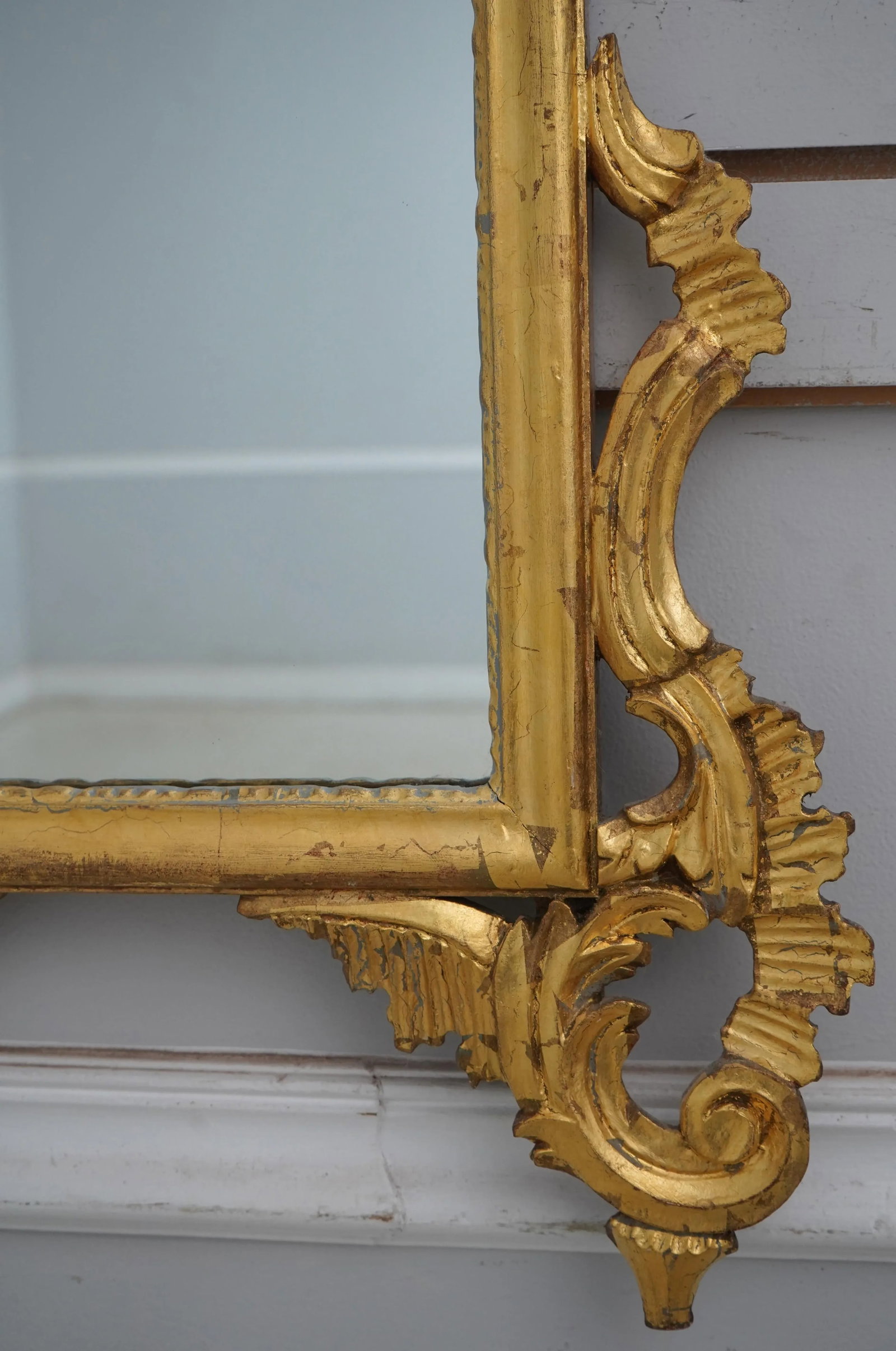 Vintage Gold Gilt Carved Wood French Style Mirror - 9