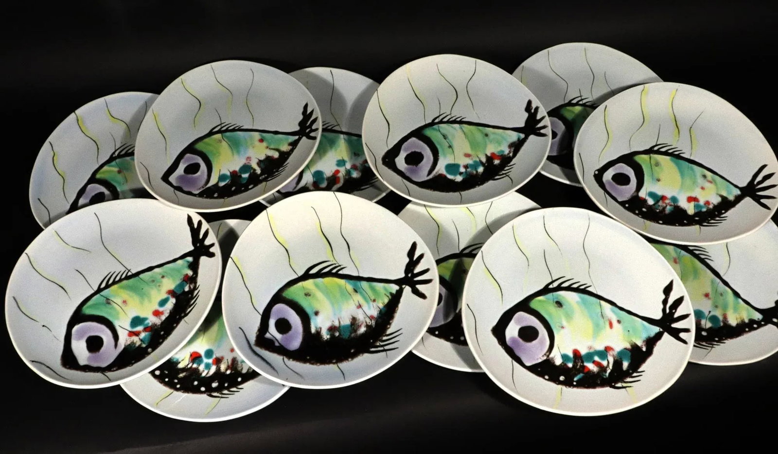 Vintage French Faience Service Decorated With Fish, Manufacture De Faience De Quimper - 5