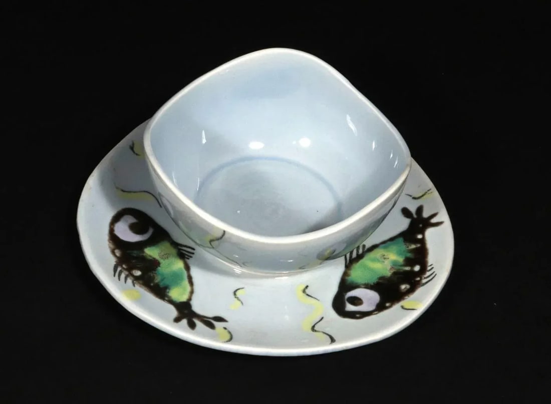 Vintage French Faience Service Decorated With Fish, Manufacture De Faience De Quimper - 9