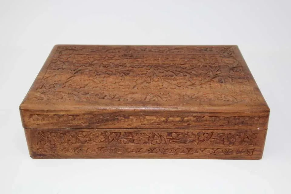 Anglo Raj Hand Carved Wooden Decorative Jewelry Box - 10