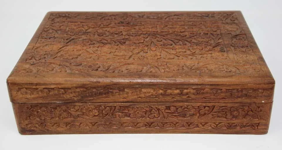 Anglo Raj Hand Carved Wooden Decorative Jewelry Box - 11