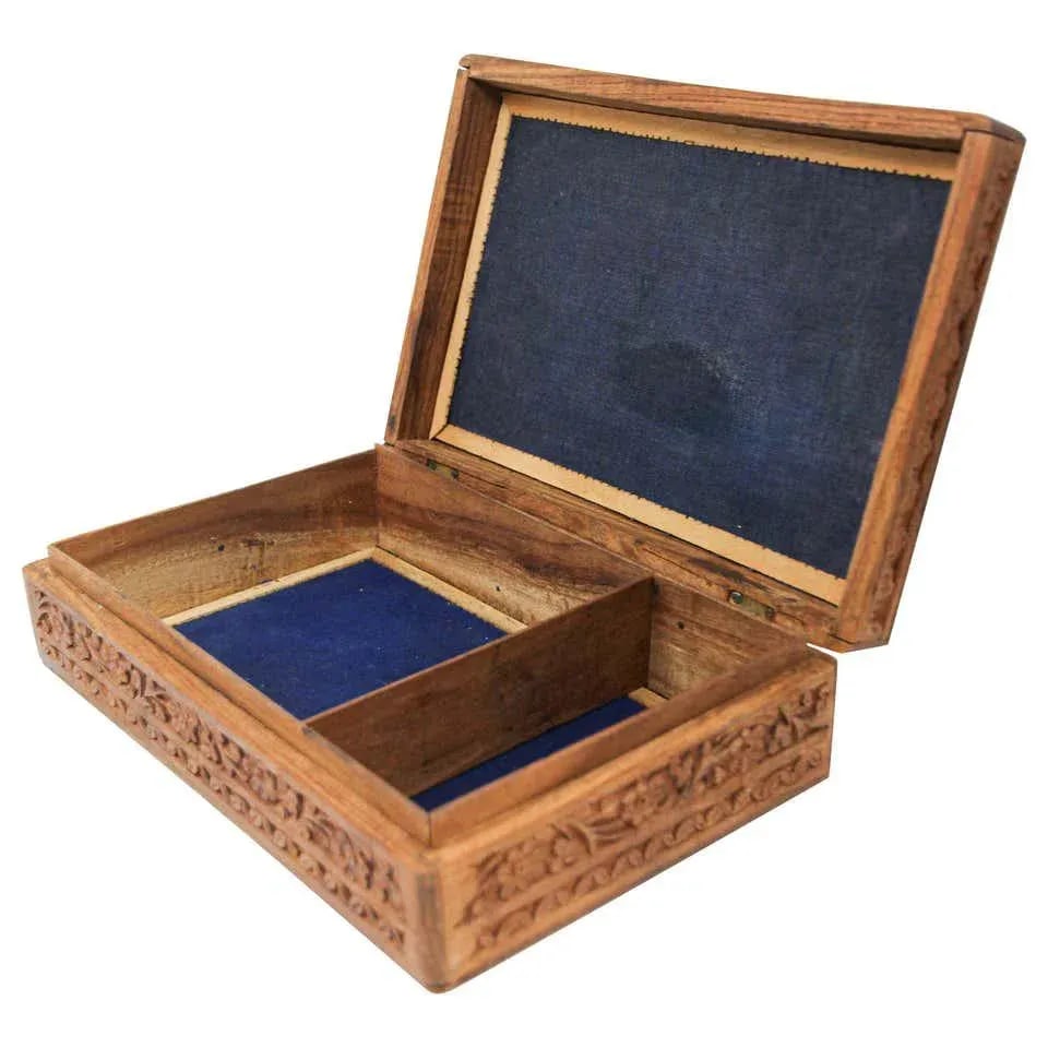 Anglo Raj Hand Carved Wooden Decorative Jewelry Box - 13