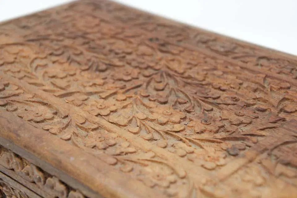 Anglo Raj Hand Carved Wooden Decorative Jewelry Box - 4