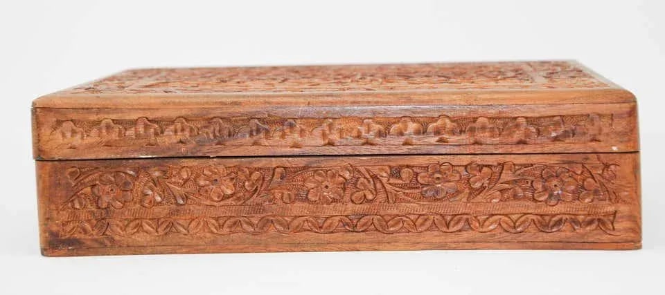 Anglo Raj Hand Carved Wooden Decorative Jewelry Box - 5