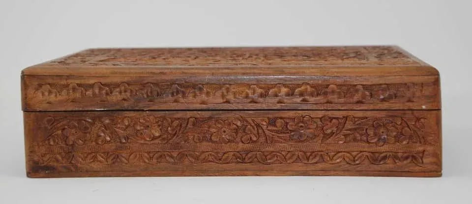 Anglo Raj Hand Carved Wooden Decorative Jewelry Box - 6