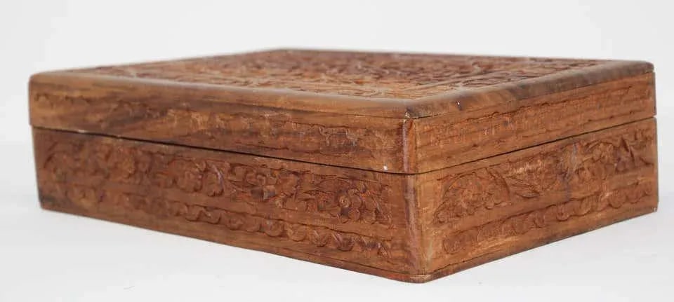 Anglo Raj Hand Carved Wooden Decorative Jewelry Box - 7