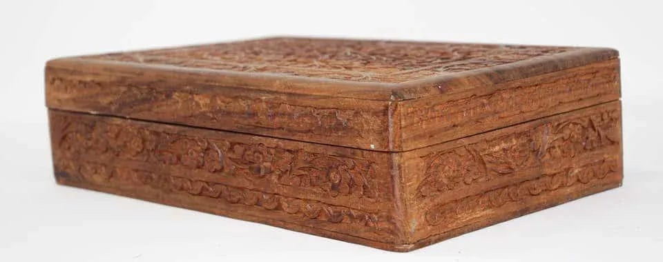 Anglo Raj Hand Carved Wooden Decorative Jewelry Box - 8