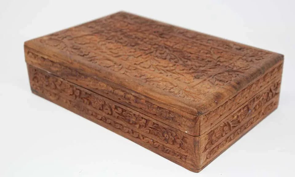 Anglo Raj Hand Carved Wooden Decorative Jewelry Box - 9