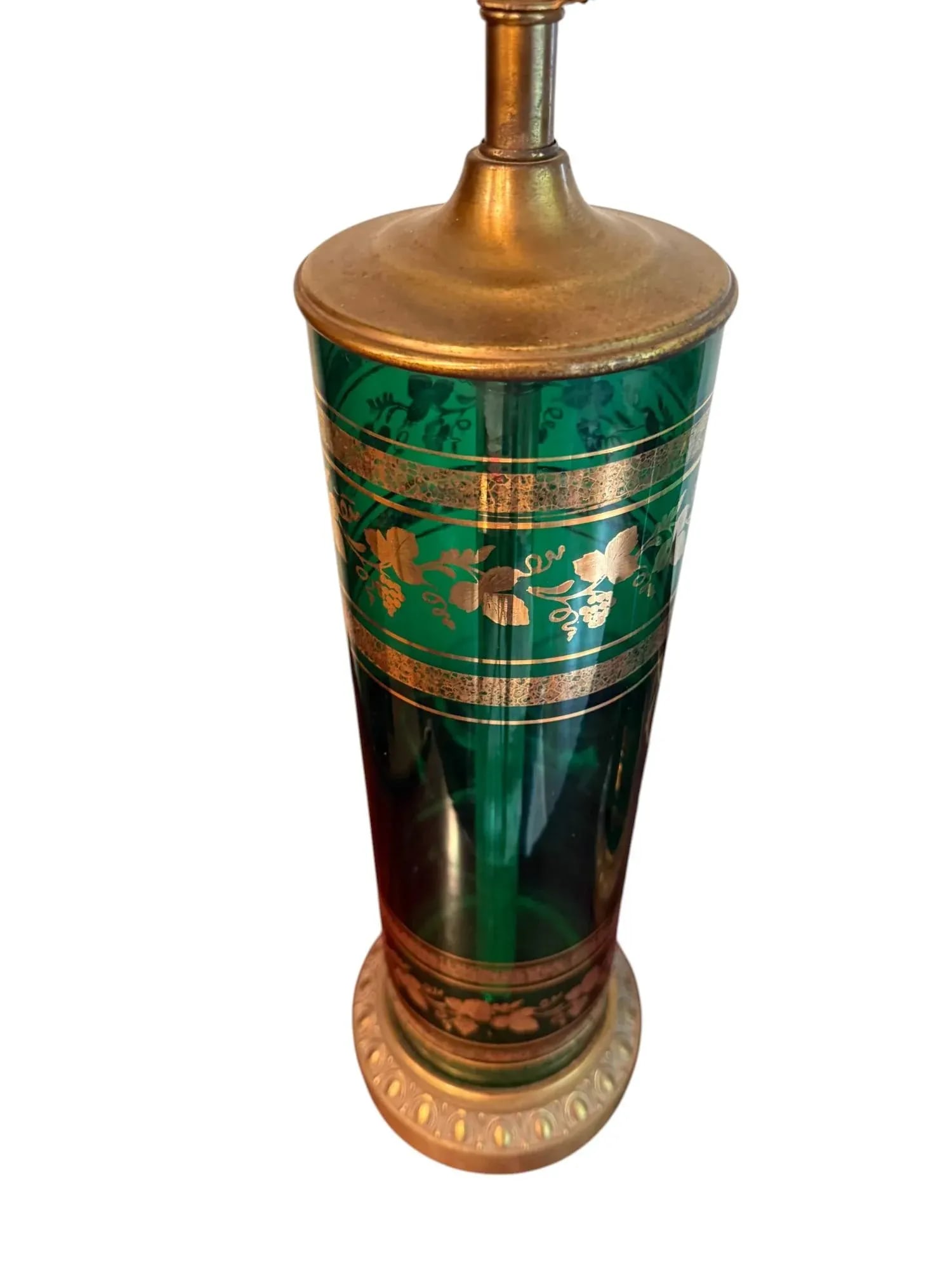 Mid 20th Century Berger Green and Brass Translucent Lamps - A Pair - 2