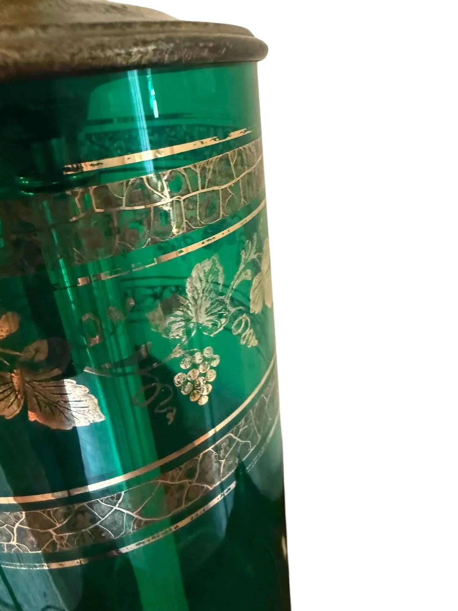 Mid 20th Century Berger Green and Brass Translucent Lamps - A Pair - 8