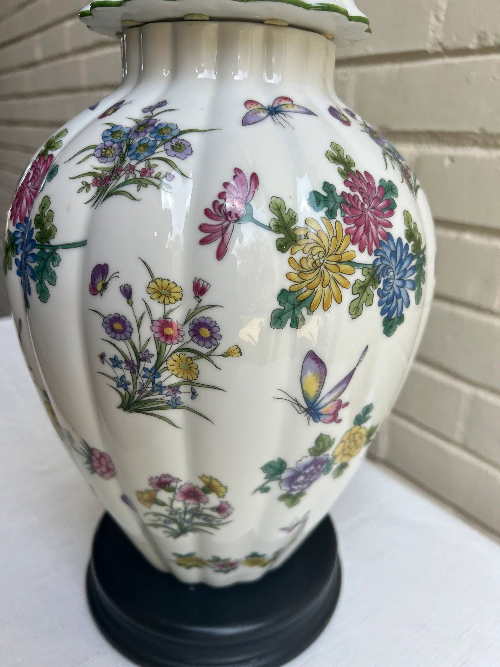 Vintage Chinoiserie Limoge Style Porcelain Famille Verte Style Ginger Jar Table Lamp - - 3