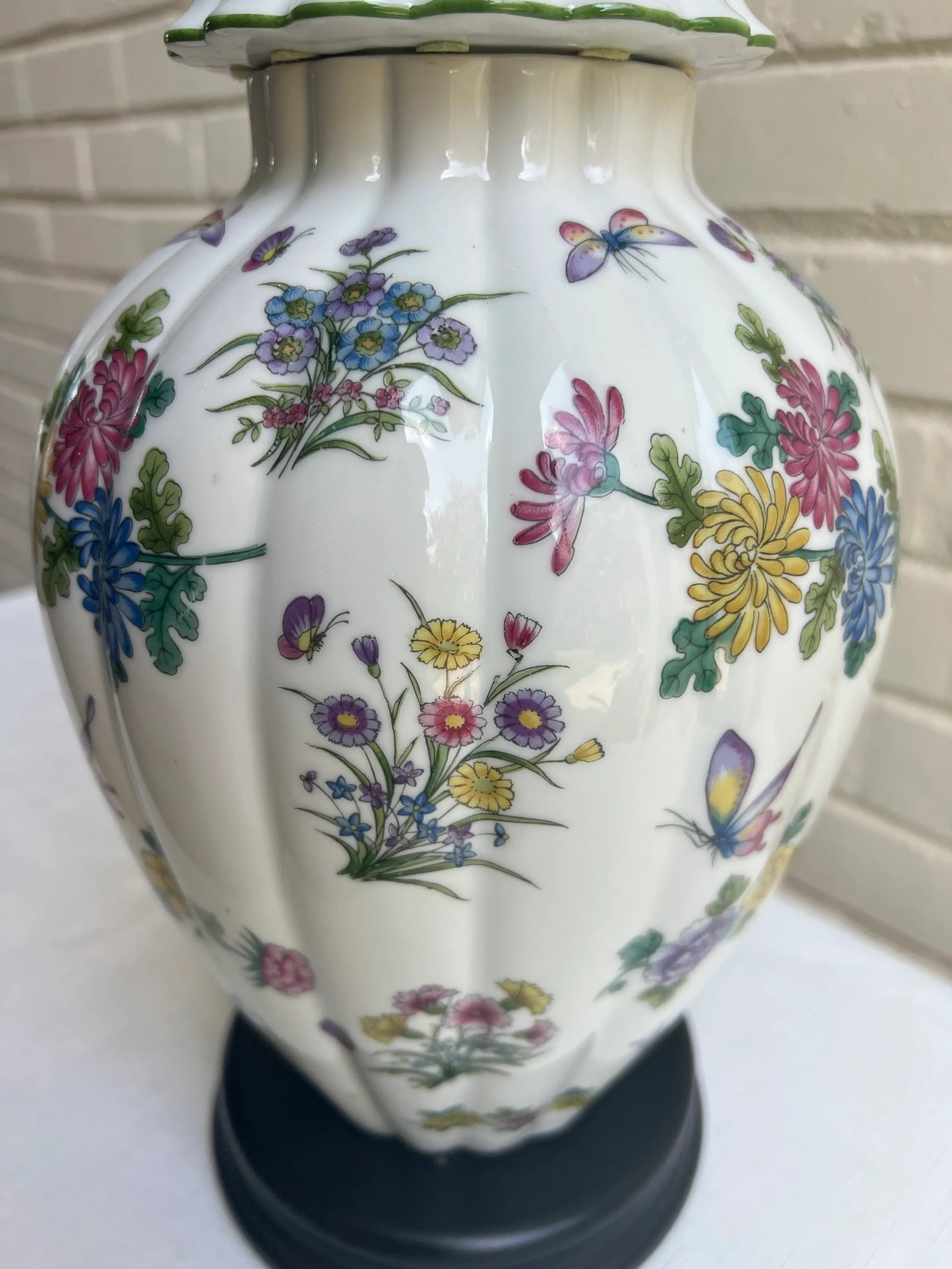 Vintage Chinoiserie Limoge Style Porcelain Famille Verte Style Ginger Jar Table Lamp - - 4